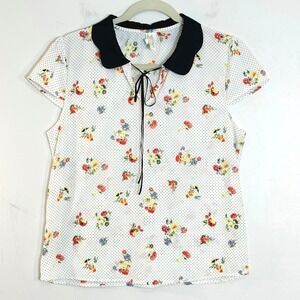 Westmoon Floral Polka Dot Peter Pan Collar Blouse Medium Cottagecore Twee Top